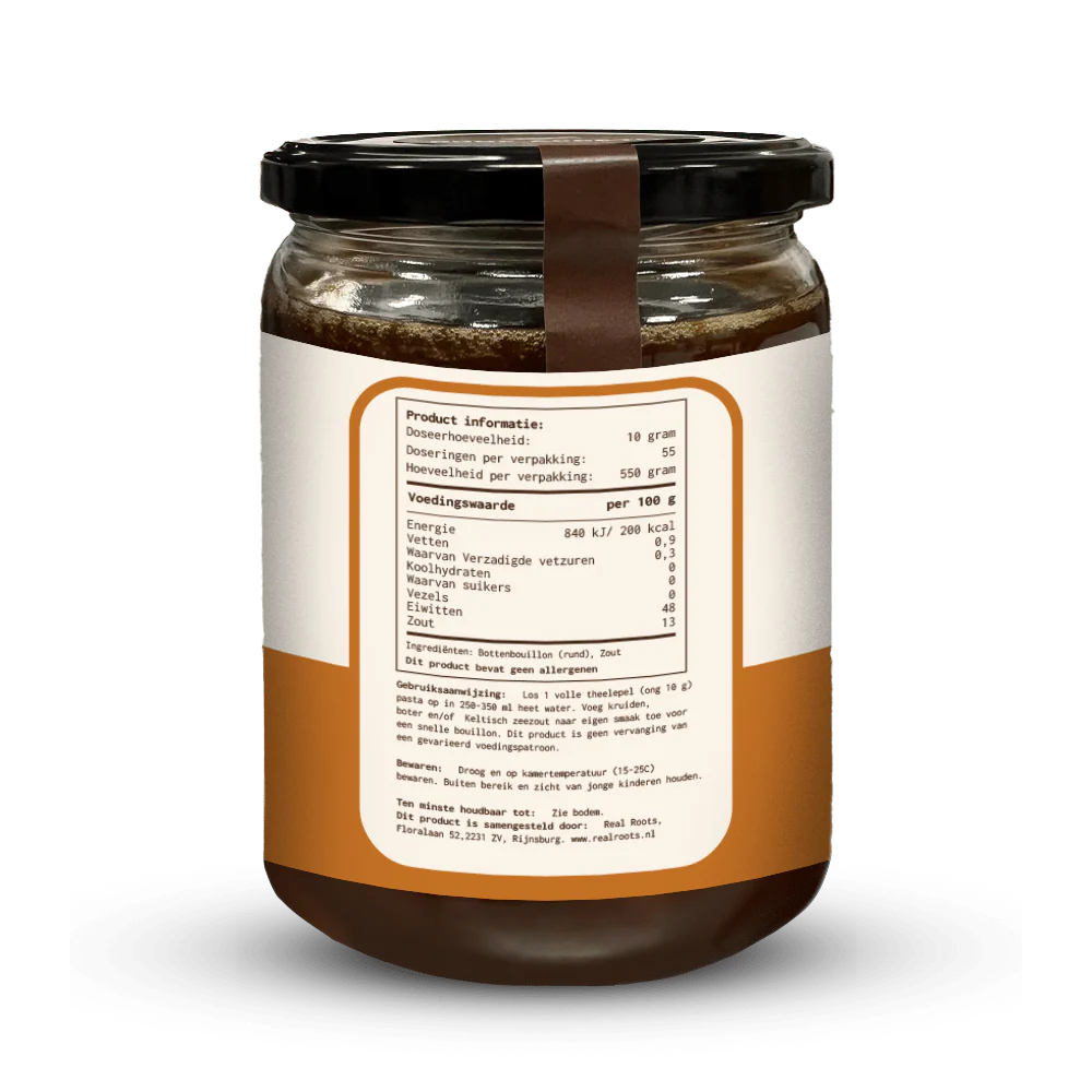 Bottenbouillon in een glazenpot van realroots achterzijde